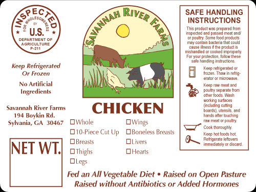 Savannah River Chicken Label