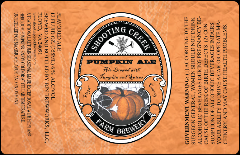 Shooting Creek Pumpkin Ale Label - Beverage Label