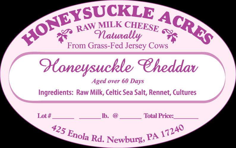 Honeysuckle Acres Cheddar Cheese Label