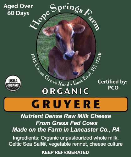 Hope Springs Farm Gruyere Label