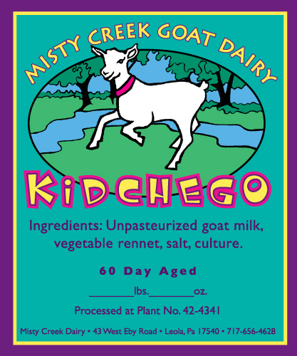 Misty Creek Goat Dairy Kidchego Cheese Label