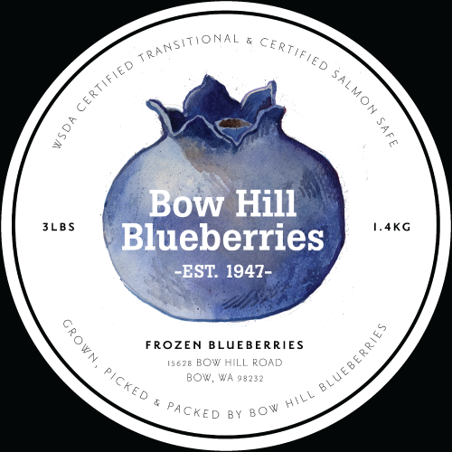 Bow HIll Blueberries Label