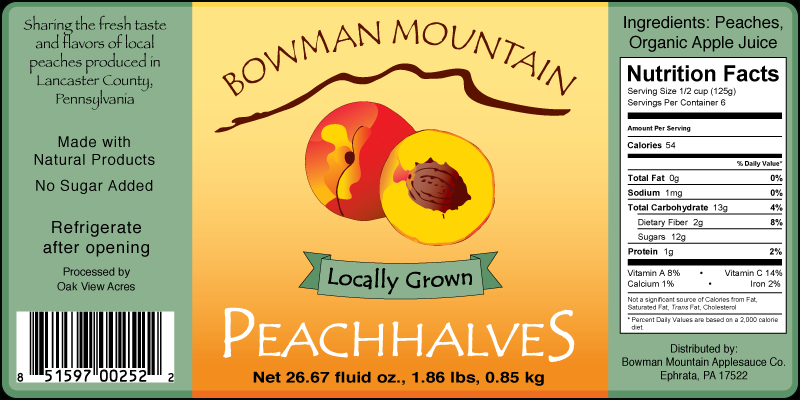Bowman Mountain Peach Halves Label