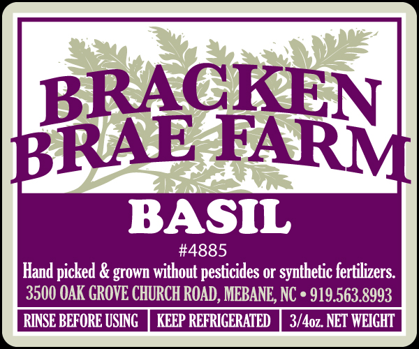Bracken Brae Farm Basil Label