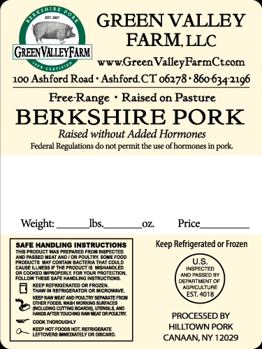 Berkshire Free Range Pork Label