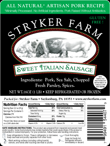 Stryker Farm Sausage Label
