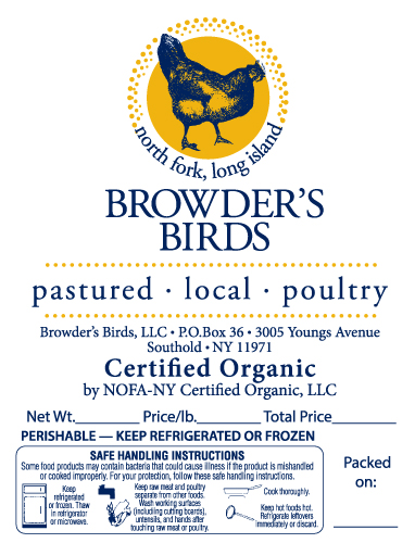 Browder's Birds Pastured Local Poultry Labels
