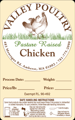 Valley Poultry Pasture Raised Chicken Label