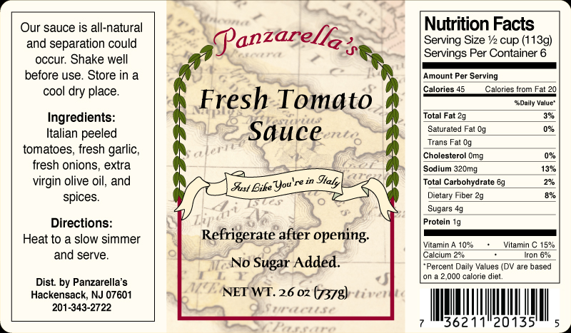 Panzarella Tomato Sauce - Value Added Label
