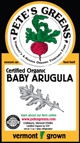 Pete's Greens Baby Arugula - Vegetable Label